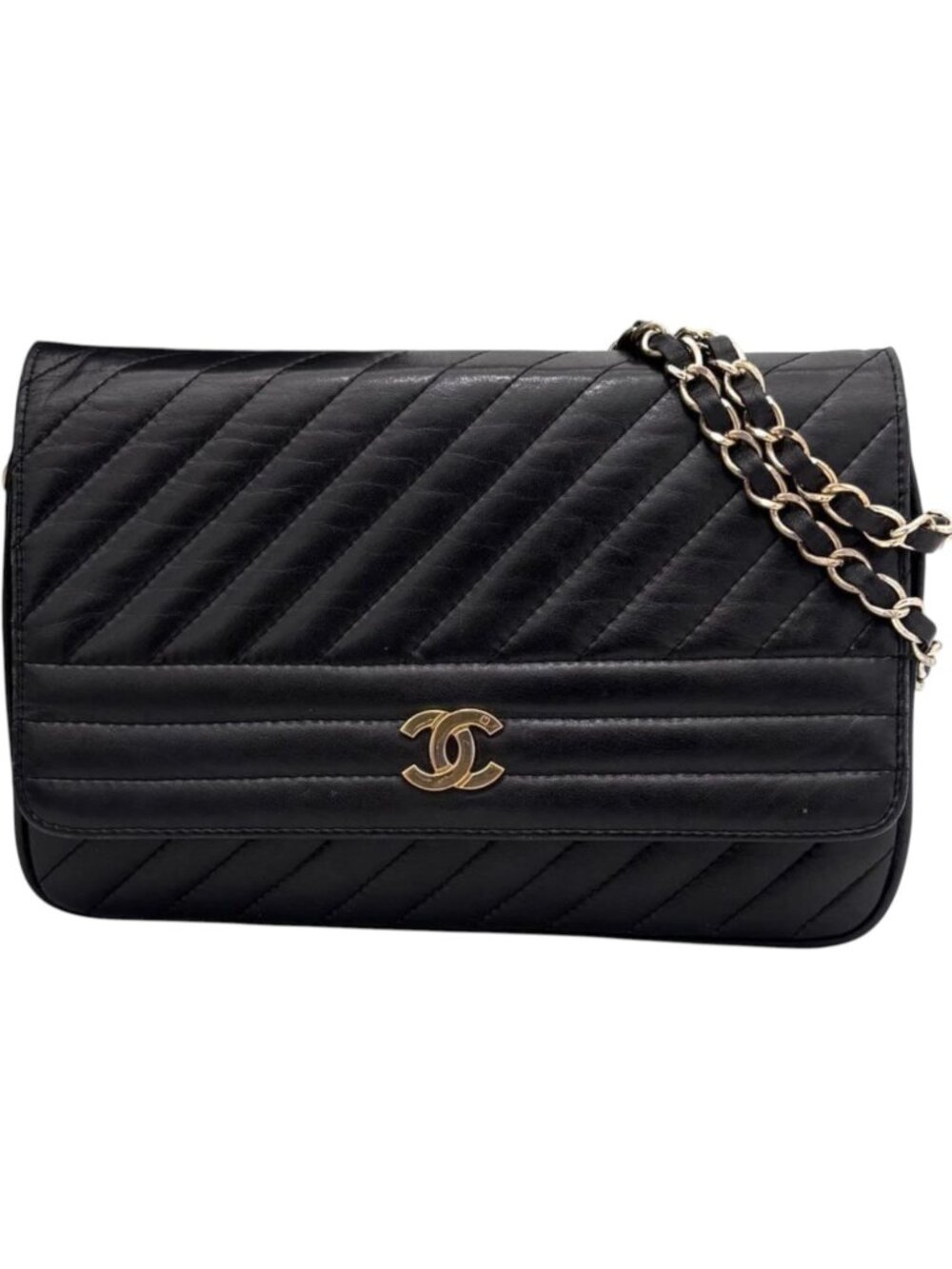 7771355CR T6 Chanel Shoulder Bag Black Leather